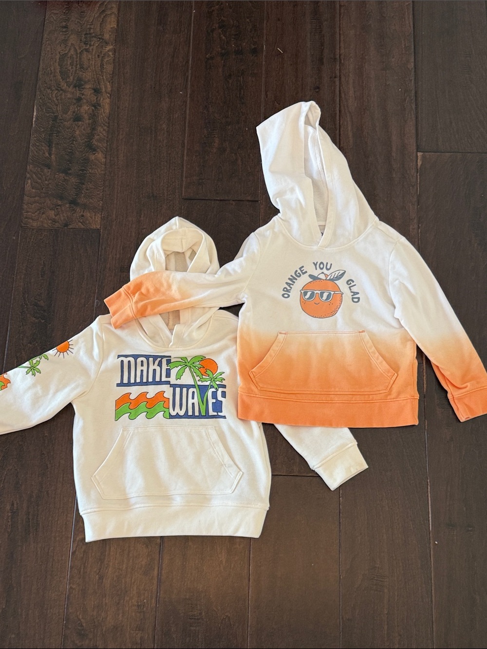 Great Bundle of Old Navy White & Orange Ombre Lightweight Hoodie with Palm Tree